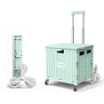 thumbnail image 1 of Viviendo Foldable Shopping Trolley, 65L Collapsible Utility Cart, Folding Portable Crate Handcart with Climbing Wheels and Metal Telescopic Handle - Green, 1 of 9