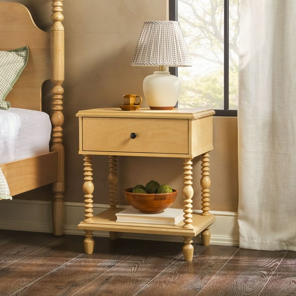 Vivienne Walker Edison Easy Assembly Solid Wood Spindle 1-Drawer Nightstand - Natural