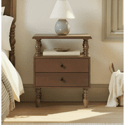 Vivienne Walker Edison Easy Assembly Solid Wood Spindle 2-Drawer Nightstand - Dark Brown