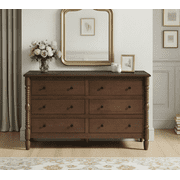 Vivienne Walker Edison Easy Assembly Solid Wood Spindle 6-Drawer Dresser - Dark Brown