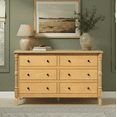 thumbnail image 1 of Vivienne Walker Edison Easy Assembly Solid Wood Spindle 6-Drawer Dresser - Natural, 1 of 20