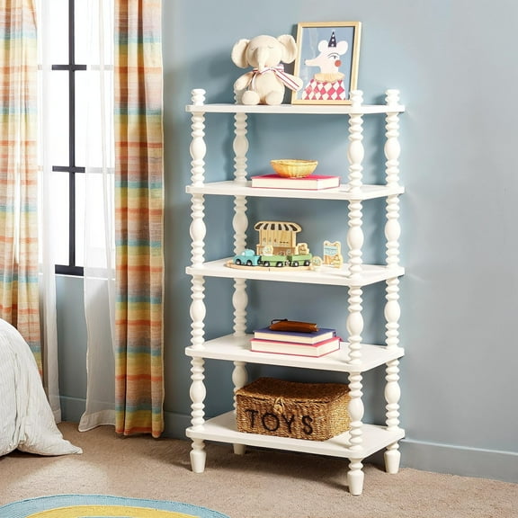 Vivienne Walker Edison Easy Assembly Solid Wood Spindle Short Bookshelf - White