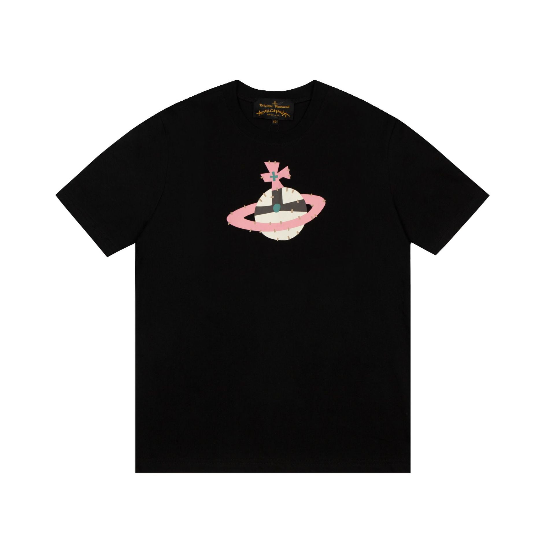 Vivienne Westwood|SHORT-SLEEVED ROUND NECK T-SHIRTS (CL Vivienne West Wood Men and Women Retro Popular Round Neck