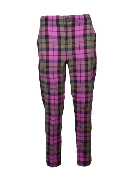 Anglomania Tapered Plaid 'Boy' Pants In Cotton-Wool Blend (Women's)