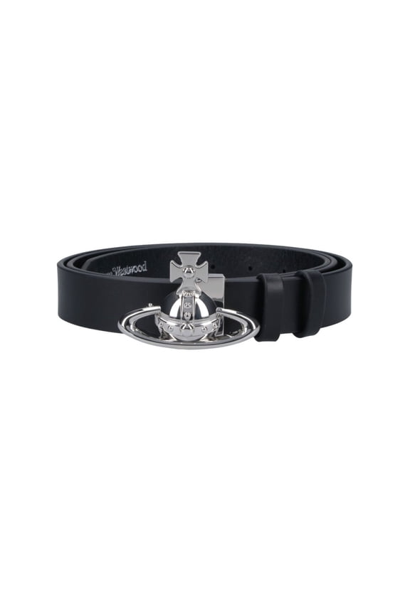 Women's Black Orb Calf Leather Belt Black