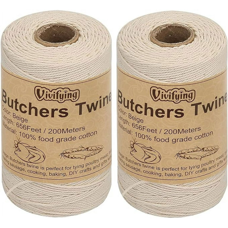 Vivifying Butchers Twine, 2pcs x 656 Feet Food Safe Cotton Bakers Twine  String for Tying Meat, Making Sausage, Trussing Turkey, Roasting, Cooking  and