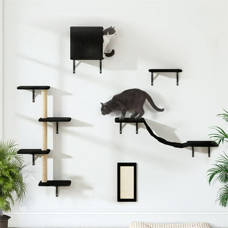 Vivifying Cat 5-Level 35.44" Cat Tree with Scratching Board, Black (5 Pack)