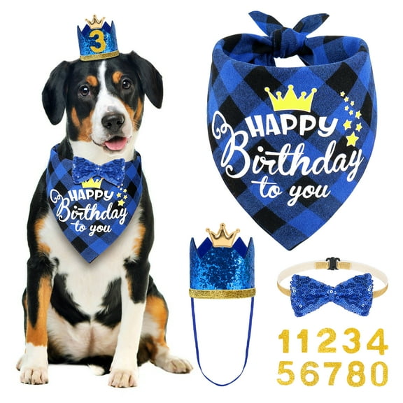 Vivifying Dog Birthday Bandana Set, Doggie Birthday Party Supplies Decorations
