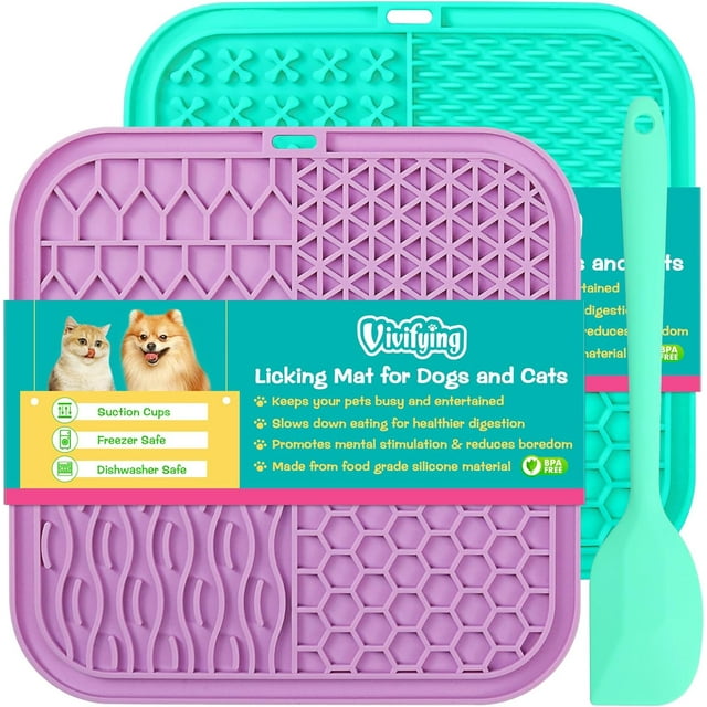 Vivifying Licking Mat for Dogs and Cats, 2 Pack Dog Lick Pad with