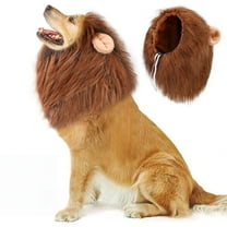 Vivifying Adjustable Realistic Funny Lion Mane Halloween Dog Costume Wig, Brown Black, Large