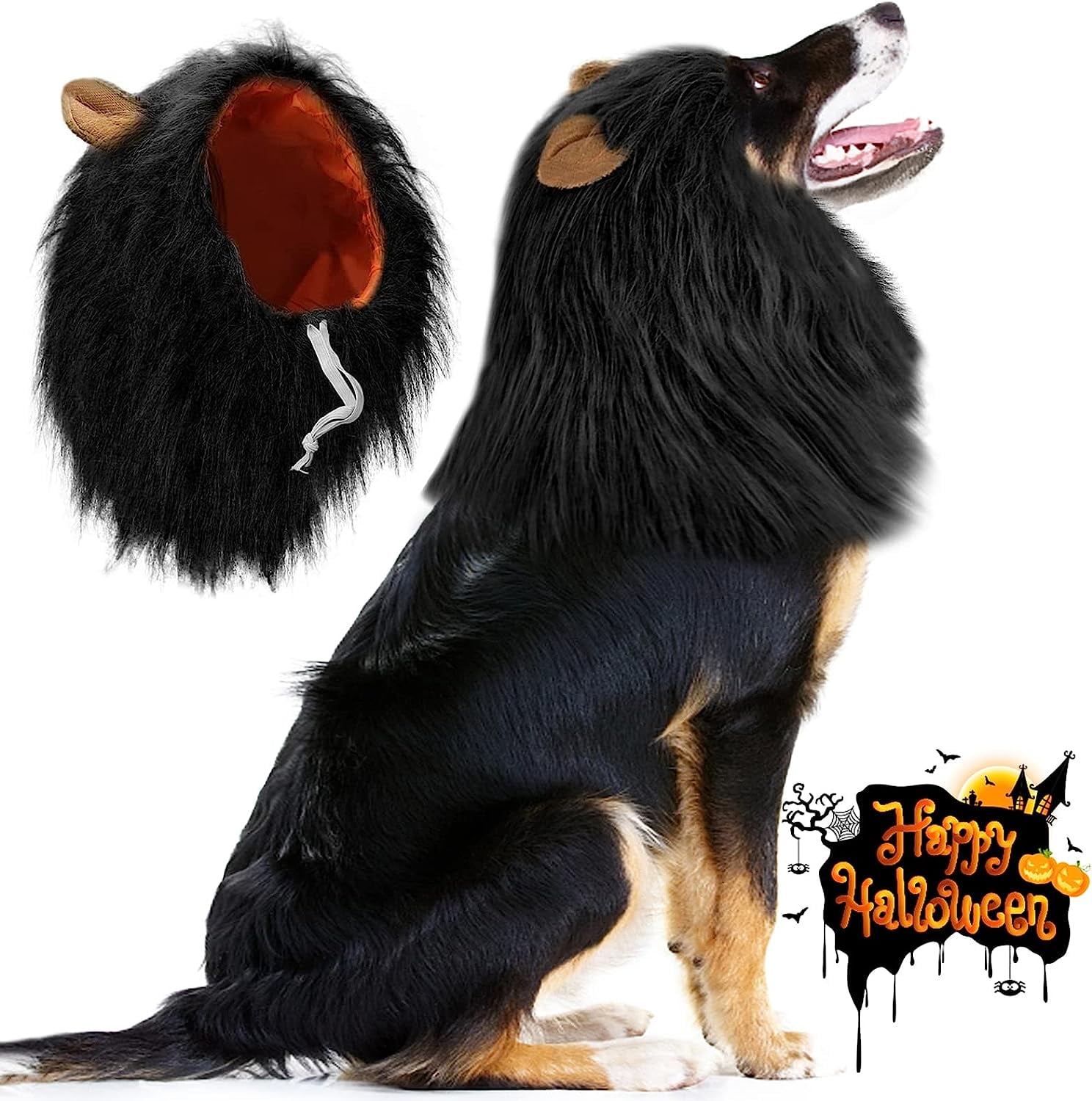 Vivifying Lion Mane for Dog, Adjustable Halloween Dog Lion Costume Wig with Ears for Medium