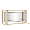 thumbnail image 1 of Vivifying Pet Gate for Dogs Wood Freestanding Pet Gate, 38"-71" Length Adjustable Dog Gate, Safety Dog Fence for Stairs Doorways, Natural, 1 of 8