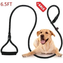 Vivifying Slip Lead Dog Leash, 6.5FT Durable Reflective Rope Dog Leash, Dog Slip Leash with Comfortable Handle for Medium and Large Dogs (Black)