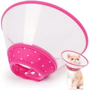 Vivifying Small Pet Cone, 4.7-5.7 in Adjustable Lightweight Elizabethan Collar for Cats (Pink)
