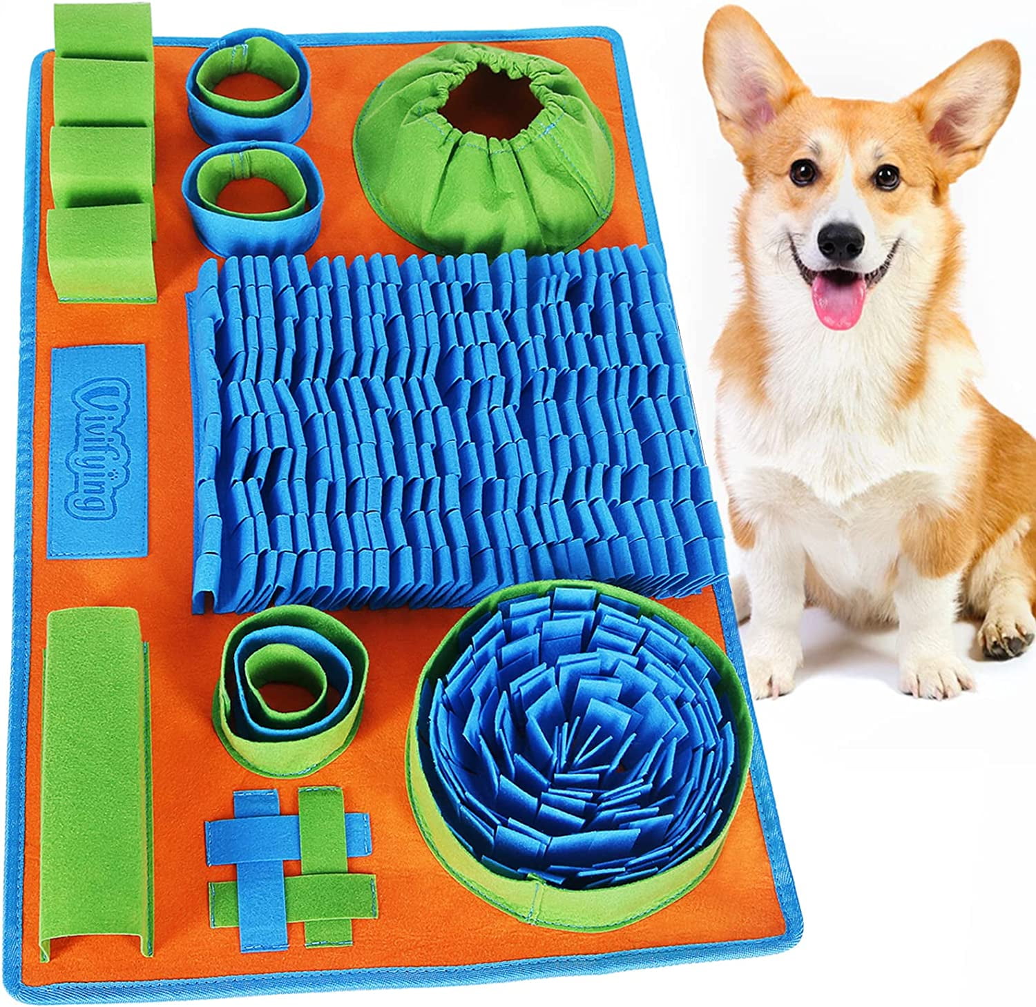 AWOOF Large Dog Snuffle Mat, Interactive Feeding Mat, 34.6 in x 19.6 in,  Squeaker and Crinkle Paper, Non-Slip, Easy to Clean