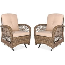 Vivijason Patio Wicker Rocker Glider WeatherResistant, Set of 2, Brown