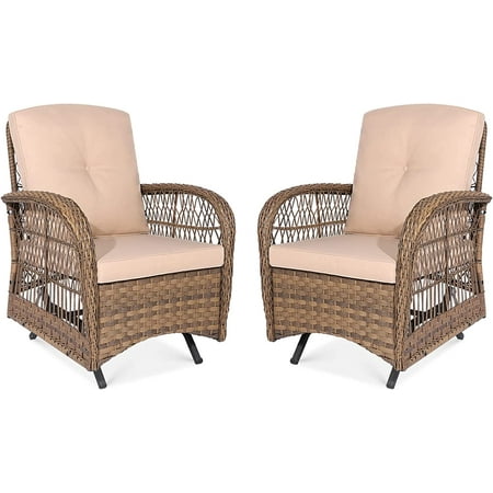 Vivijason Patio Wicker Rocker Glider WeatherResistant, Set of 2, Brown