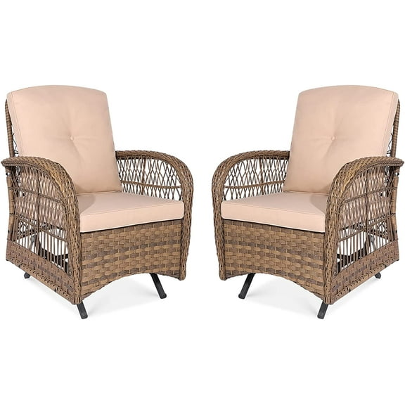 Vivijason Patio Wicker Rocker Glider WeatherResistant, Set of 2, Brown