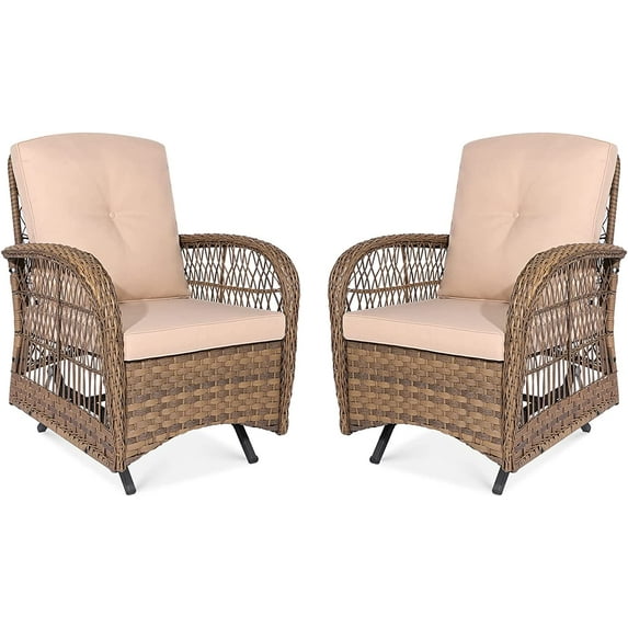 Vivijason Patio Wicker Rocker Glider WeatherResistant, Set of 2, Brown