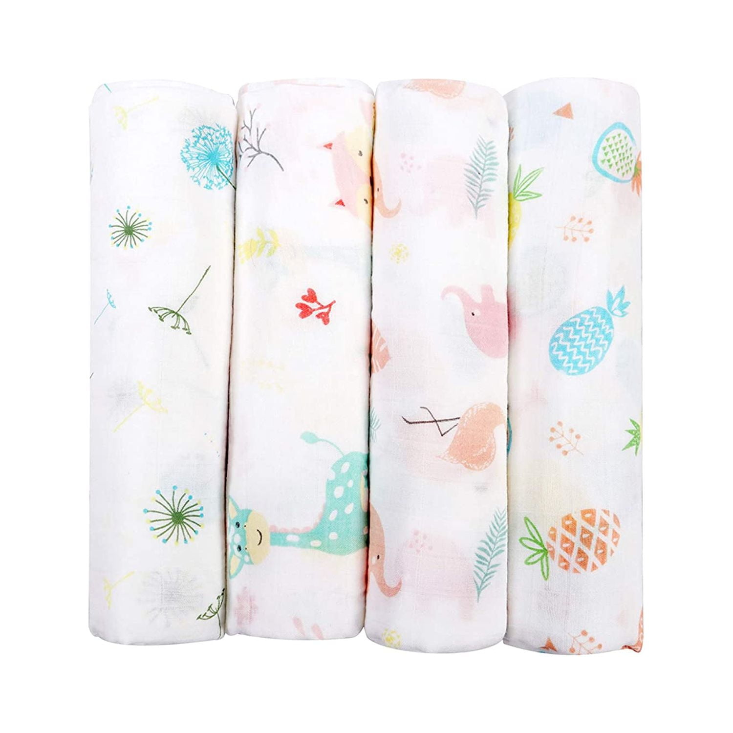 Viviland 4 Pack Muslin Baby Swaddle Blankets Bamboo Cotton Receiving