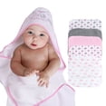 thumbnail image 1 of Viviland Baby Hooded Bath Towel and Washcloths 6 Pack for Newborn and Infants, Pink Elephant, 1 of 5