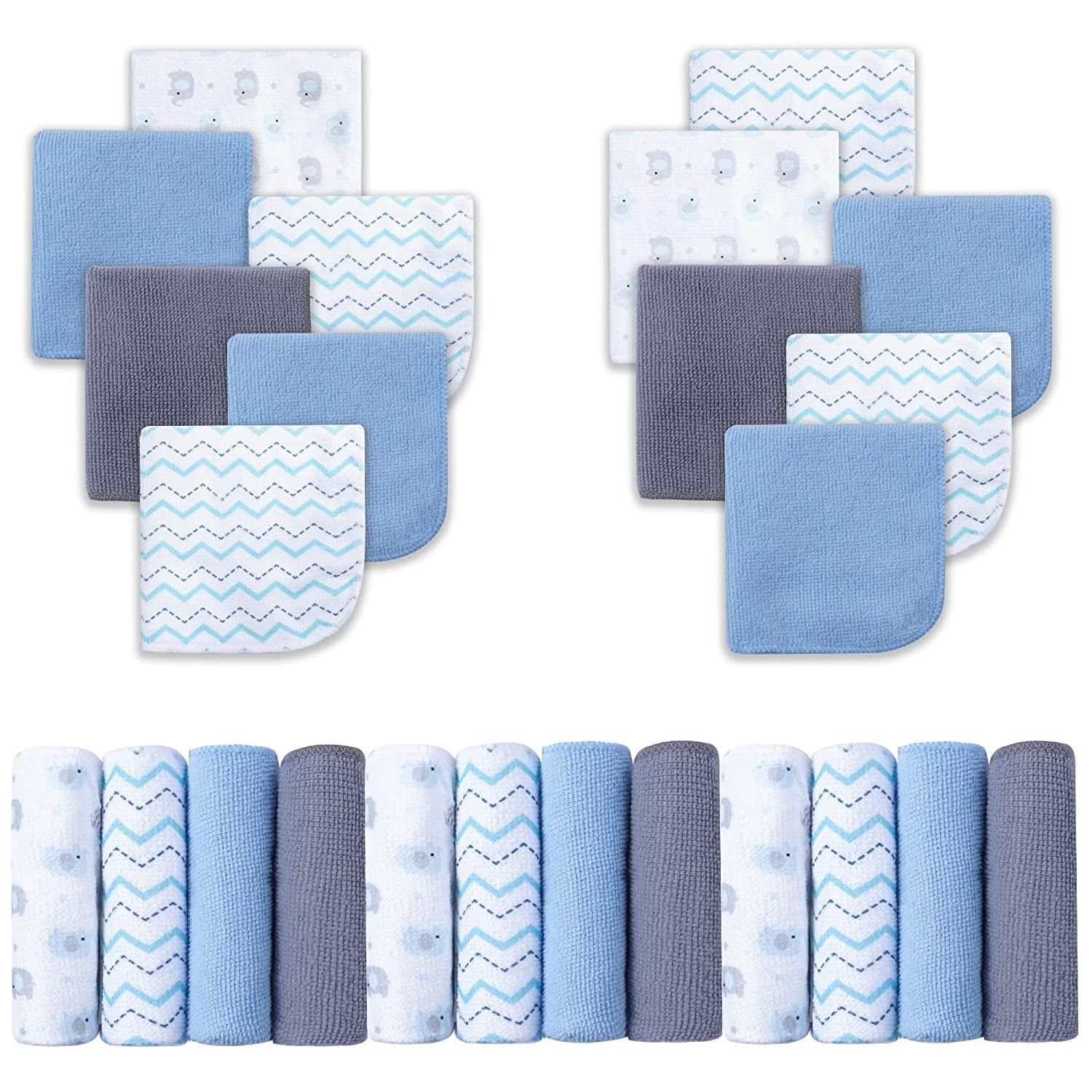 Viviland Baby Washcloths, 24Pack, Soft and Absorbent for Boys and