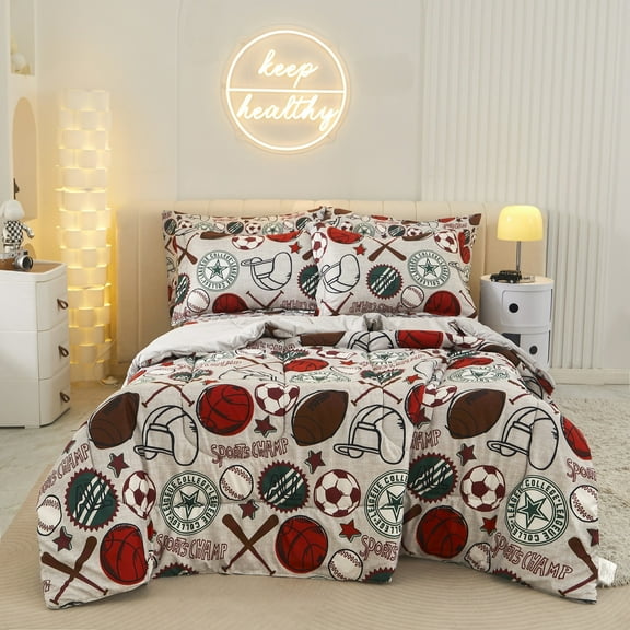 Viviland Full Comforter Set, Kids Brushed Microfiber Full Bedding Set - 7 Pieces Machine Washable Bed in A Bag with Soft Comforters, Sheet Set, Shams, Cow Print