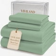thumbnail image 1 of Viviland Full Size Sheet Set - Soft Full Bed Sheets - Brushed Microfiber Fitted Sheet 15" Deep Pockets -4 Pieces Double Bed Sheets , Sage Green, 1 of 8