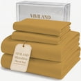 thumbnail image 1 of Viviland Full Size Sheet Set - Soft Full Bed Sheets - Brushed Microfiber Fitted Sheet 15" Deep Pockets -4 Pieces Double Bed Sheets - Breathable Bedding Sheets & Pillowcases, Mustard Yellow/Gold, 1 of 8