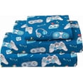 thumbnail image 1 of Viviland Kids Bed Sheet Set, 4-Piece Full Size Sheets, Microfiber Fitted Sheet with 15 Inches Deep Pocket and Corner Straps, Breathable & Silky Soft Game Controller Printed Sheet and Pillowcase Sets, 1 of 7