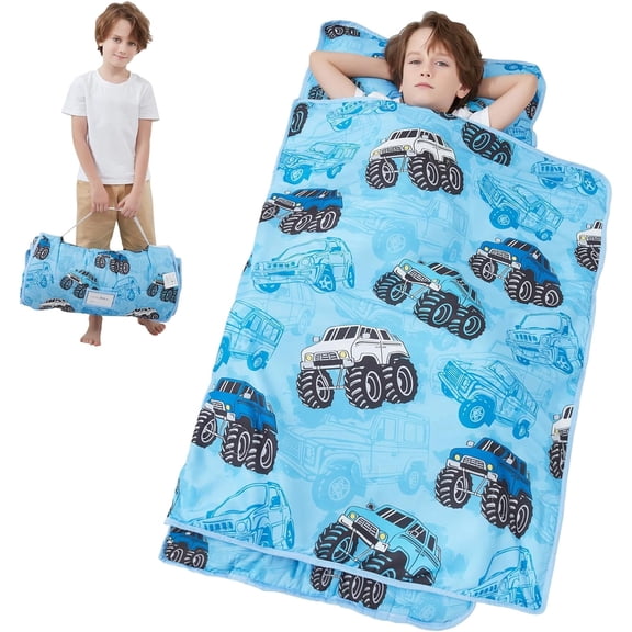 Viviland Nap Mat with Pillow and Blanket, Extra Large Rolled Slumber Bags for Boys Girls,Kids Sleeping Bag