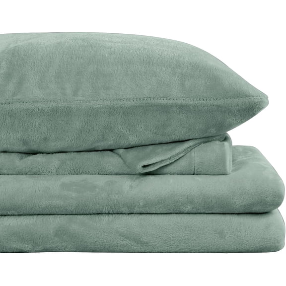 Viviland Plush Micro Fleece King Bed Sheet Set Soft Fuzzy Polar Fleece Velour Velvet Sheets Extra Warm Winter Fleece Bed Sheets Emerald Green - King