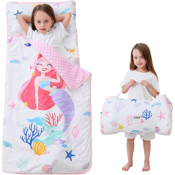 Viviland Toddler Nap Mat with Pillow and Blanket, Extra Large Rolled Napping Mats,Slumber Bags for Boys Girls,Kids Sleeping Bag for Daycare, Preschool Travel Camping