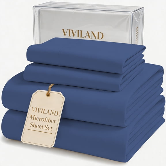 Viviland Twin Size Sheet Set - Soft Twin Bed Sheets - Brushed Microfiber Fitted Sheet with 15" Deep Pockets - Breathable 3 Pieces Sheet Set for Twin Bed - Bedding Sheets & Pillowcases, Navy