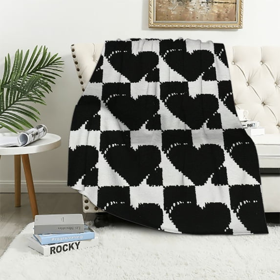 Vivilland Blanket - Fuzzy Checkerboard Blanket Bed, Living Room Sofa, Super Soft and Comfortable Blanket, High end Warm Blanket