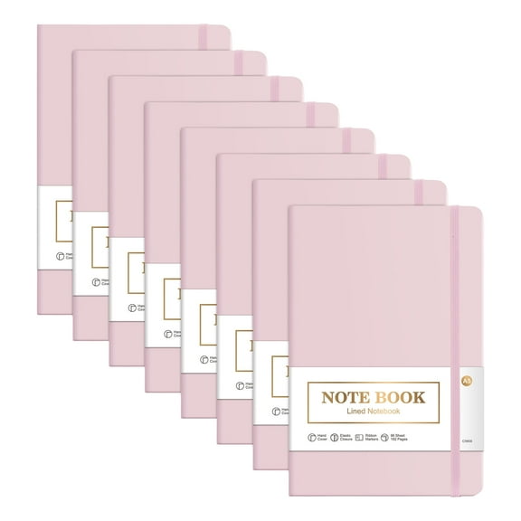 Vivin 8 Pack Lined Journal Notebooks for Writing, 192 Pages, 5.5 x 8.3 inch, Hardcover, Pink