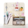 thumbnail image 1 of Vivin Desk Organizer, Small 2 Drawer Unit and Pen Holders, Multi-Purpose Pegboard organizer For Home Office, Cream, 1 of 7