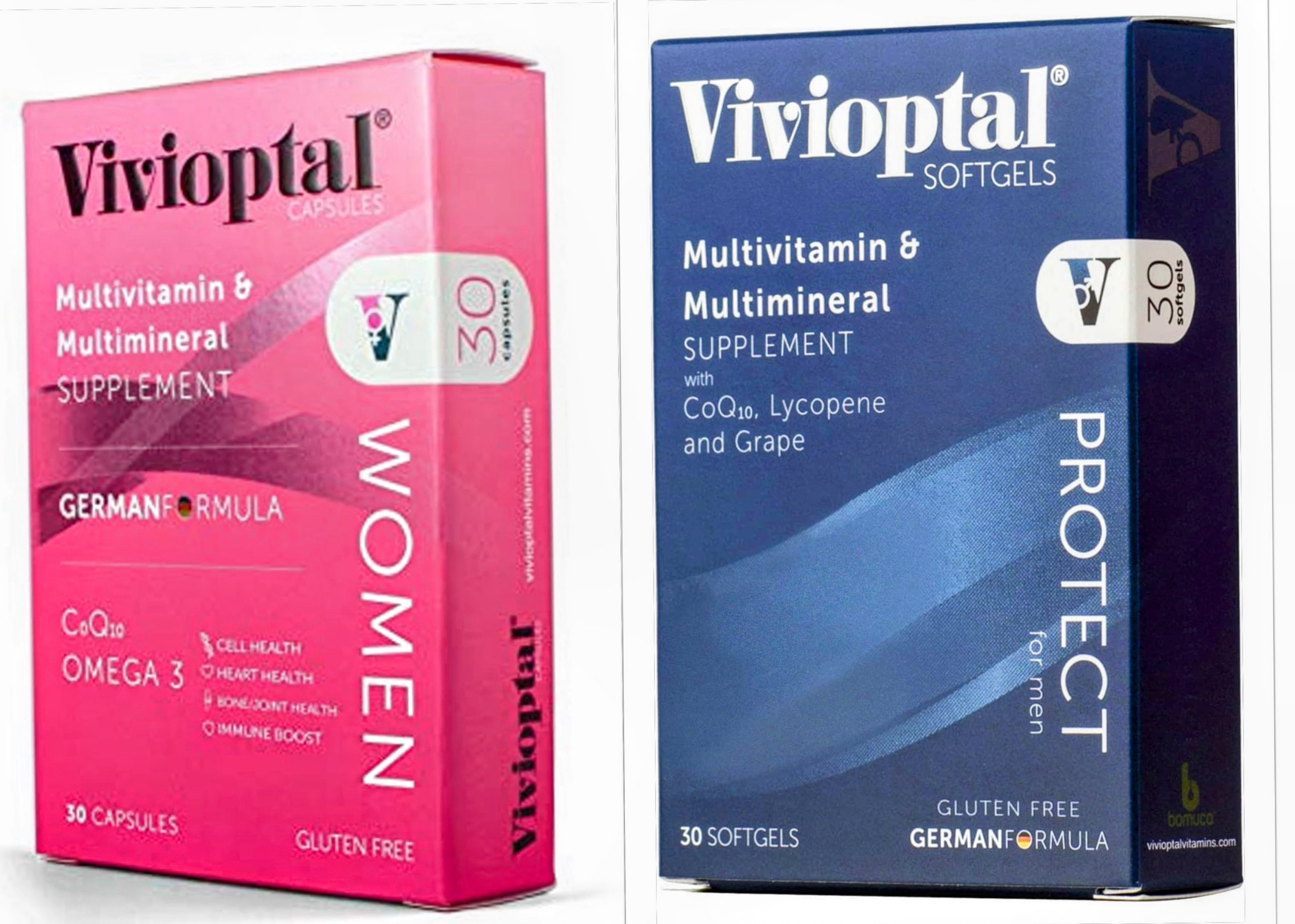 Vivioptal Woman 30 Capsules Multivitamin & Multimineral Supplement CoQ10 & Omega 3 + Vivioptal Protect for Men 30 Capsules Multivitamin and Multimineral Supplement CoQ10 " VALUE COMBO PACK"