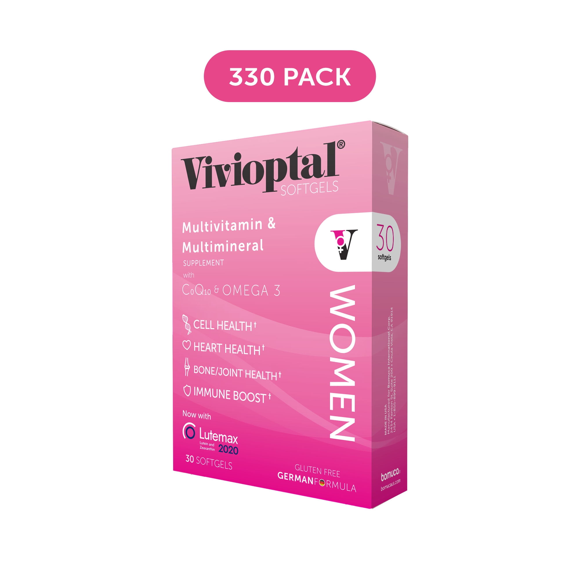 Vivioptal Women, 30 Softgels (330 Units), CoQ10 & Omega-3, Multivitamin & Multimineral, Gluten Free, German Formula