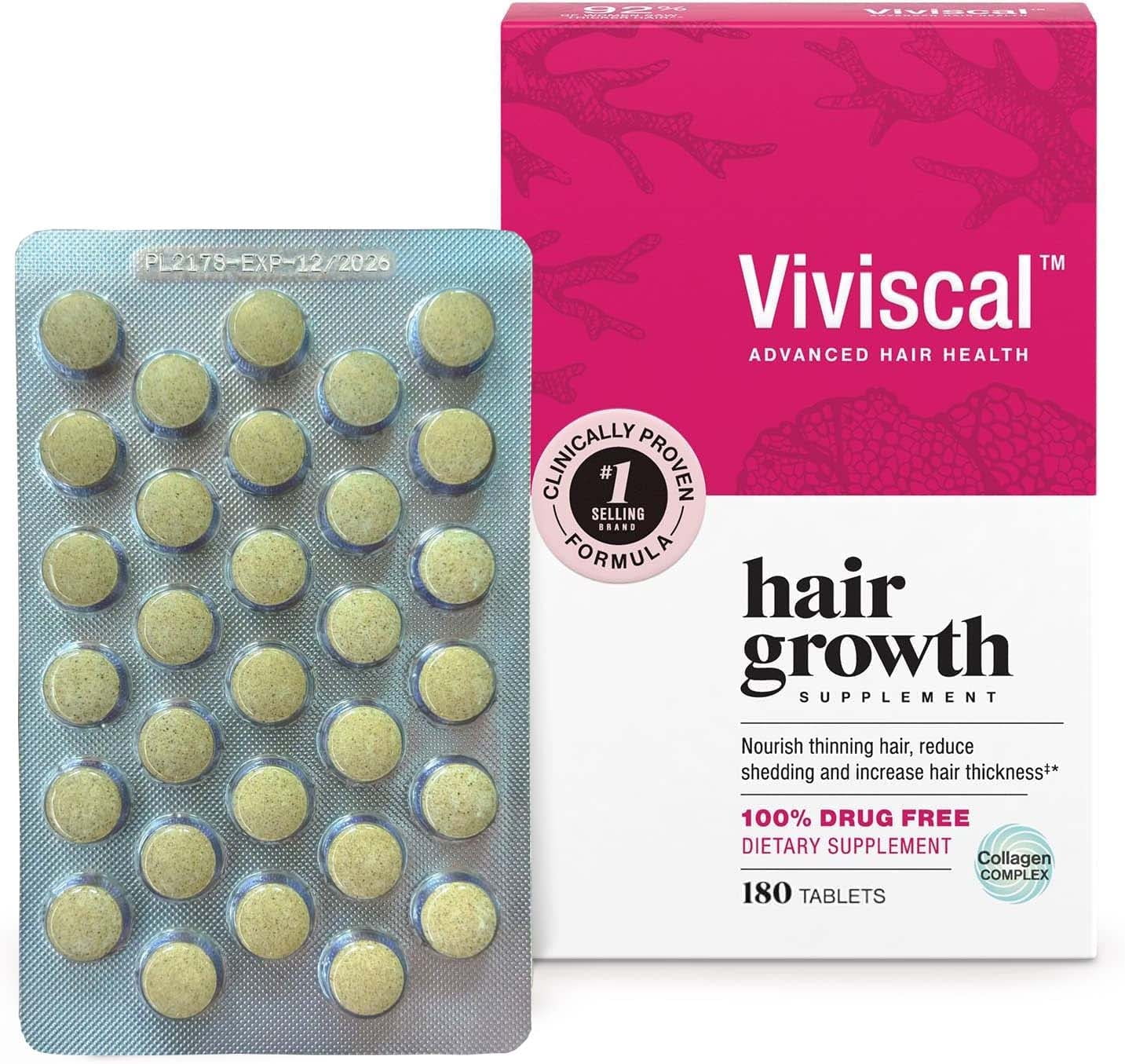 ViviscaI Hair Growth Supplement for Women 180 Tablets 3 Month Supply Walmart