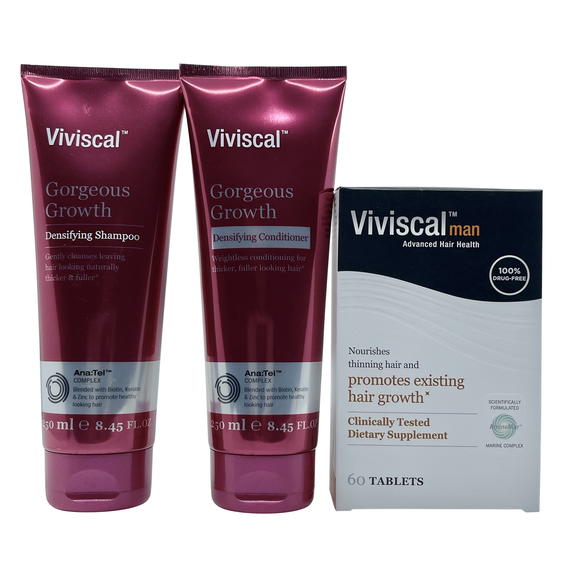 Viviscal Densifying Shampoo & Conditioner 8.45 oz each & Viviscal Man 60 Tablets