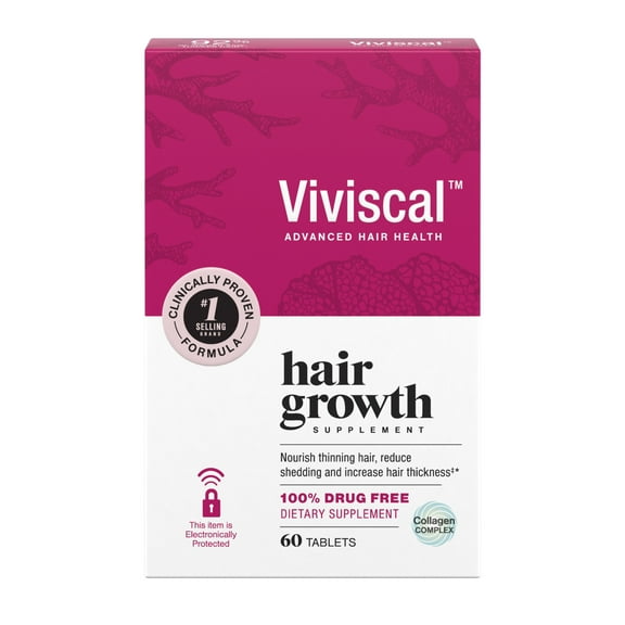 Viviscal Women's Hair Growth Supplements, Grow Thicker and Fuller Hair, Collagen Complex, 60 Count