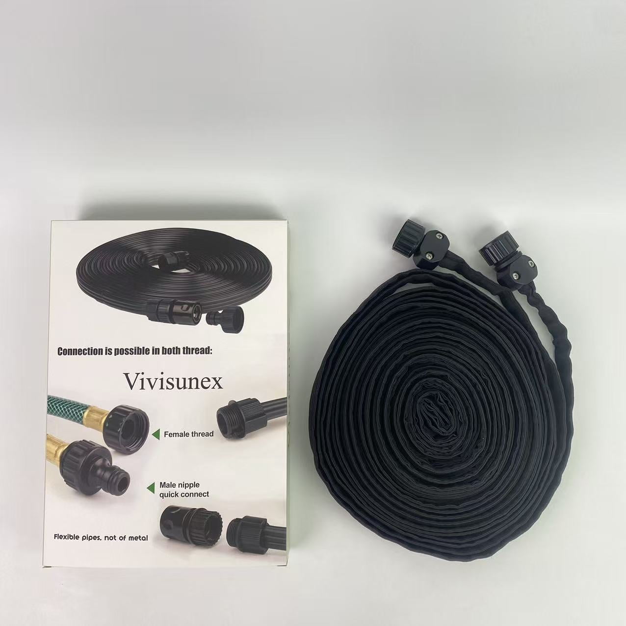 Vivisunex Flexible pipes, not of metal,Flat Soaker Hose for Garden Bed,25 50 75ft 50ft*2 1/2" Linkable Consistent Drip Irrigation Hose (50FT)