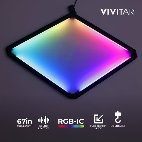 Open Box Vivitar Bendable RGB Corner Light Bar - 56 Inch LED Floor Lamp, Music Reactive, Remote Control for Gaming Room, Bedroom, Teen Room Decor & Night Light Ambience