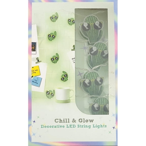 Vivitar Chill & Glow Cactus Decorative LED String Lights, 20 Lights