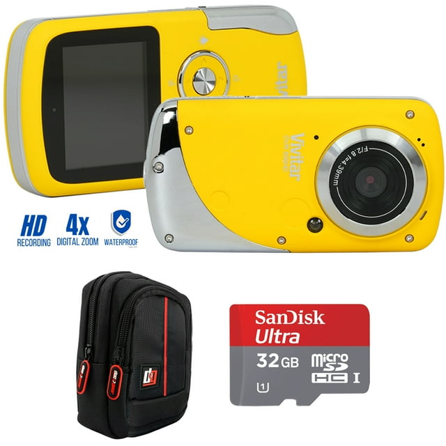 Vivitar DVR699HDYELUK4 10MP Waterproof HD Digital Camcorder with 4x