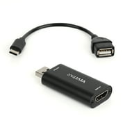Vivitar HDMI to USB Video Capture Card with Real-Time HDMI Video and Audio for Live Streaming, Includes USB-C Adapter Cable, Black