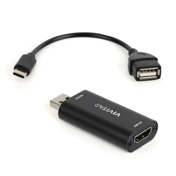 Vivitar HDMI to USB Video Capture Card with Real-Time HDMI Video and Audio for Live Streaming, Includes USB Cable