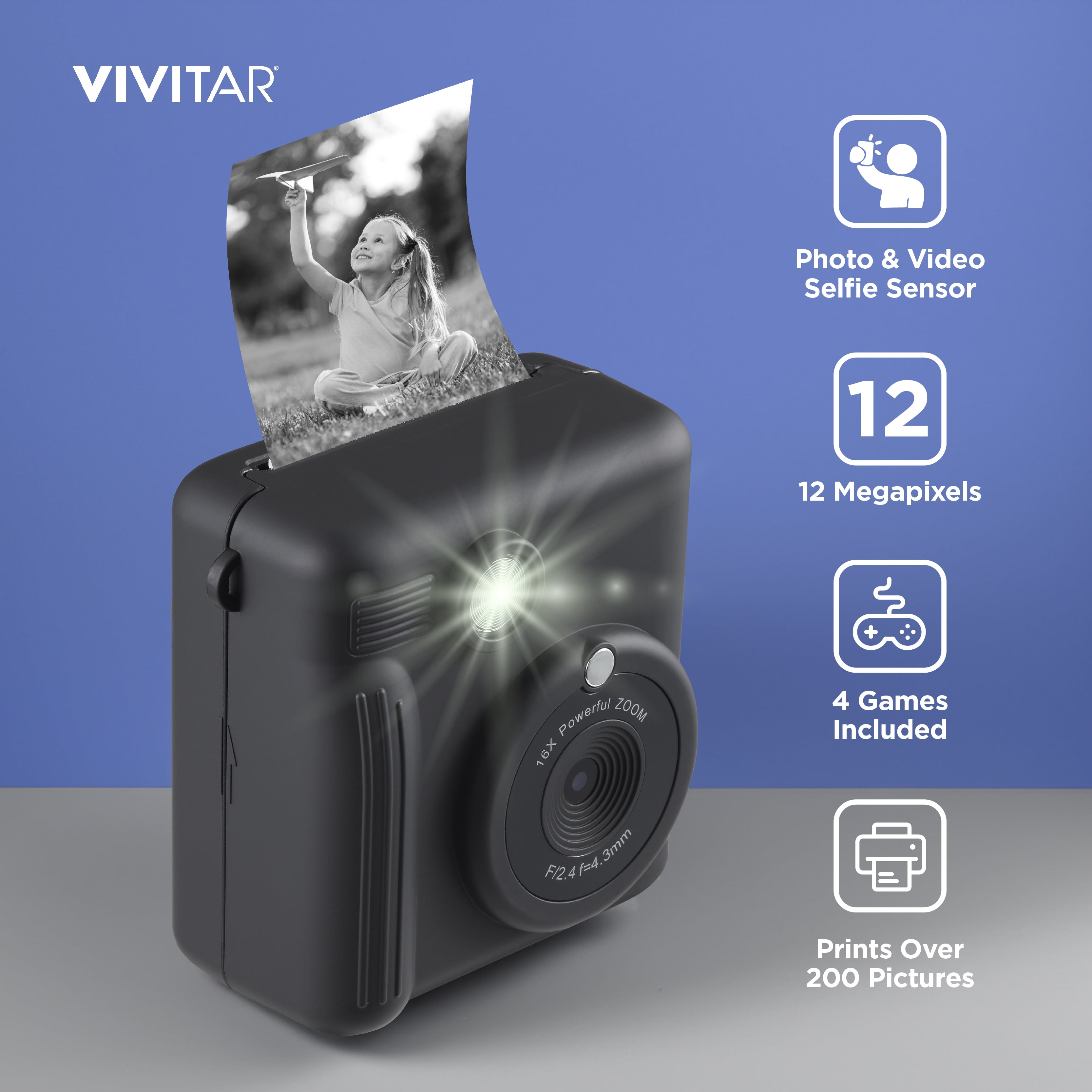 Vivitar InstaPrint Digital Camera-Grey - Walmart Business Vivitar InstaPrint Digital Camera-Grey - Walmart Business