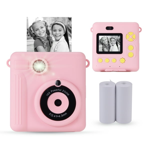 Vivitar InstaPrint Digital Camera, 12MP, 4 Games, 2 Rolls of Paper, Instantly Prints 2" X 3" Pictures -Pink